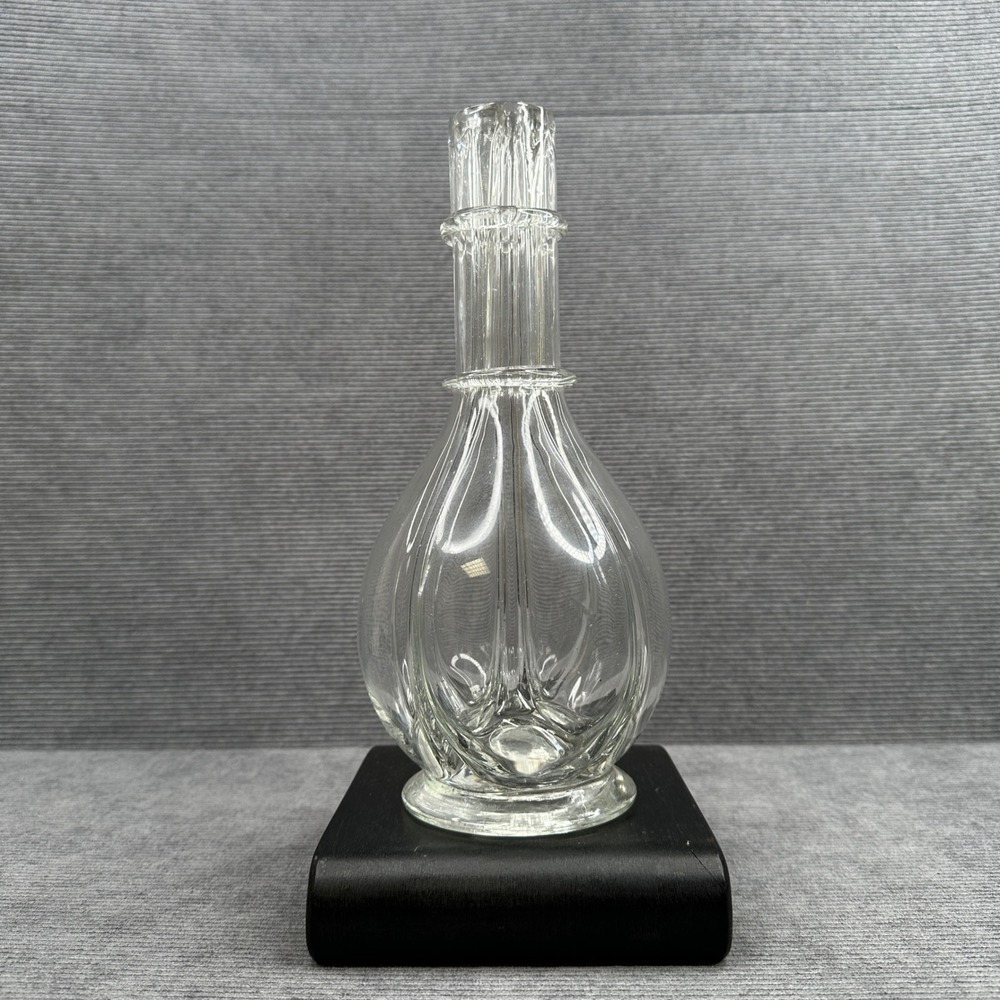Vintage Clear Glass 4 Chamber Decanter Ribbed Neck Pinched Glass Carafe Cruet